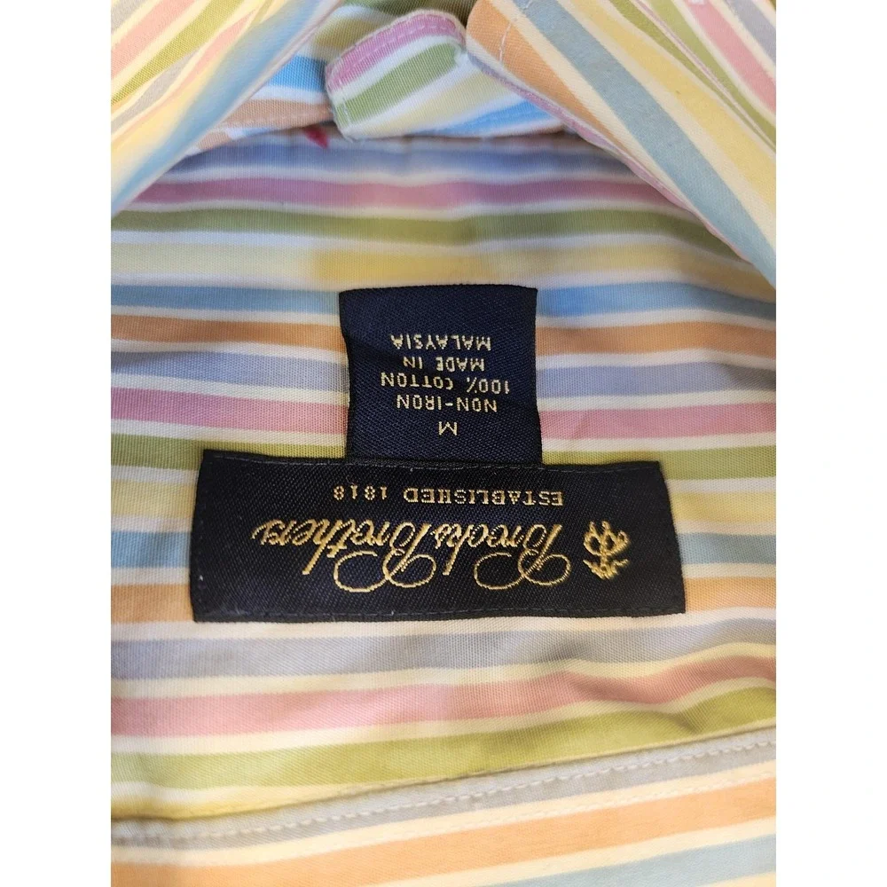 Brooks Brothers Shirt Mens Medium Multicolor Stripe Non Iron Dress Long Sleeve